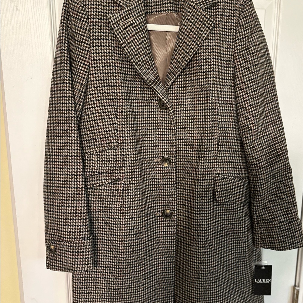 Lauren Ralph Lauren Houndstooth Coat - Black and White